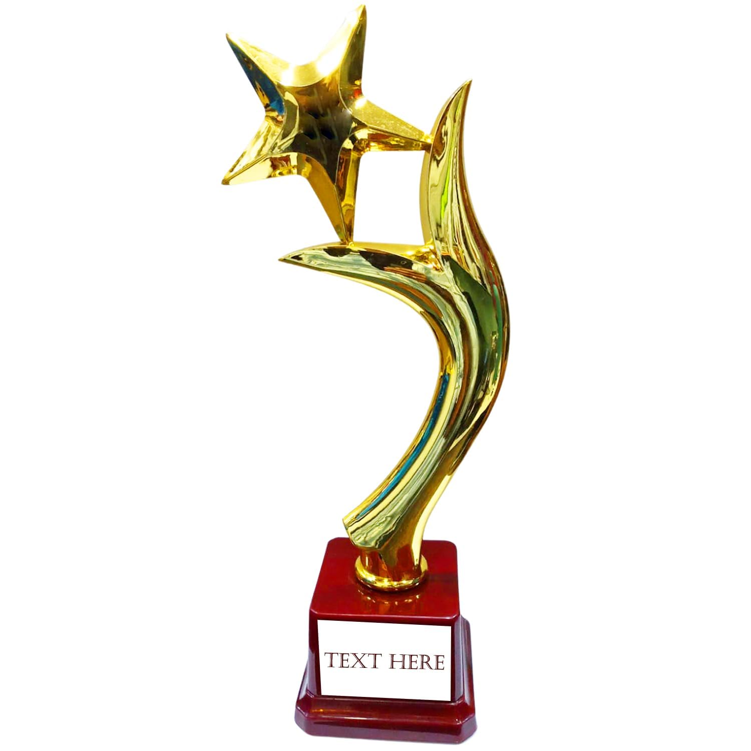 THEPRINTSHINE Customized Shiny Golden Trophies with Durable Plastic Base – Big Size Personalized Awards for Winners, Events, Competitions, Appreciation, Ceremonies, Corporate Gifts & Special Occasions
