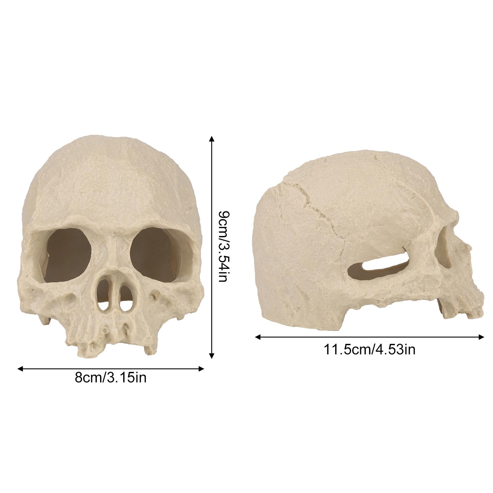 Penitue Halloween Fish Tank Decor, Horror Human Skull Aquarium Decor Vivarium Fish Hides Decorations Accessory for Betta Shrimp - Image 2