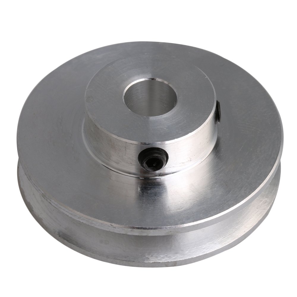 8mm Fixed Bore Single Groove Pulley Wheel Silver Aluminum Alloy 41x16x8mm for Motor Shaft 3-5mm PU Round Belts
