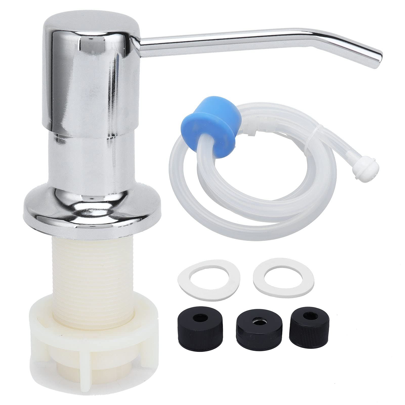 Dispensador de Jabón de Fregadero y Kit de Tubo de Extensión, Kit de Bomba de Jabón de Fregadero de Acero Inoxidable 304 Dispensador de Jabón de Cabeza de Tubo de Silicona para el Baño de la Cocina