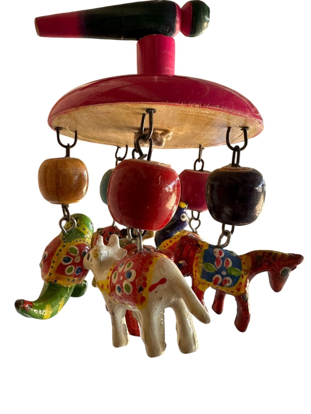 LAXMI CREATIONWooden Hanging Toys for New Born Baby Ganpati Theam Rattle Crinkle Squeaky Toy Car Seat Stroller Toys Cradle/jhula/parna/Swing Hanging Toy for Infant Babies-picture-19
