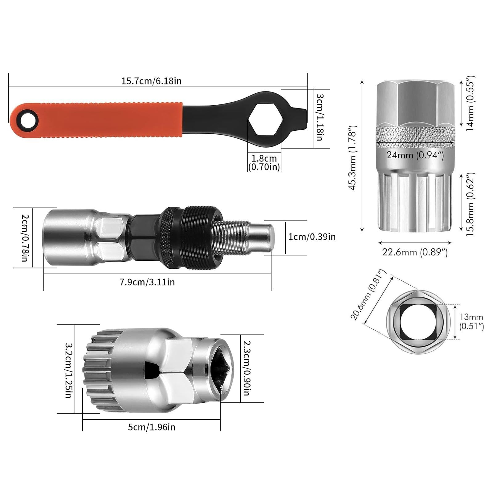 Extractor de Manivela y Bielas para Bicicleta, Kit Herramientas Pedalier, Herramienta de Reparación y Removedor para Mantenimiento de Bicicletas de Montaña o Carretera, Llave de 16 mm