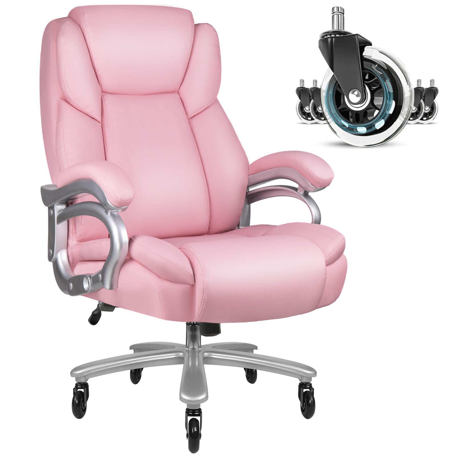 LEMBERI Big and Tall Office Chair, Ergonomic High Back PU Leather Executive Office Desk Chair with Back Support, Heavy Duty Extra Wide Seat Thick