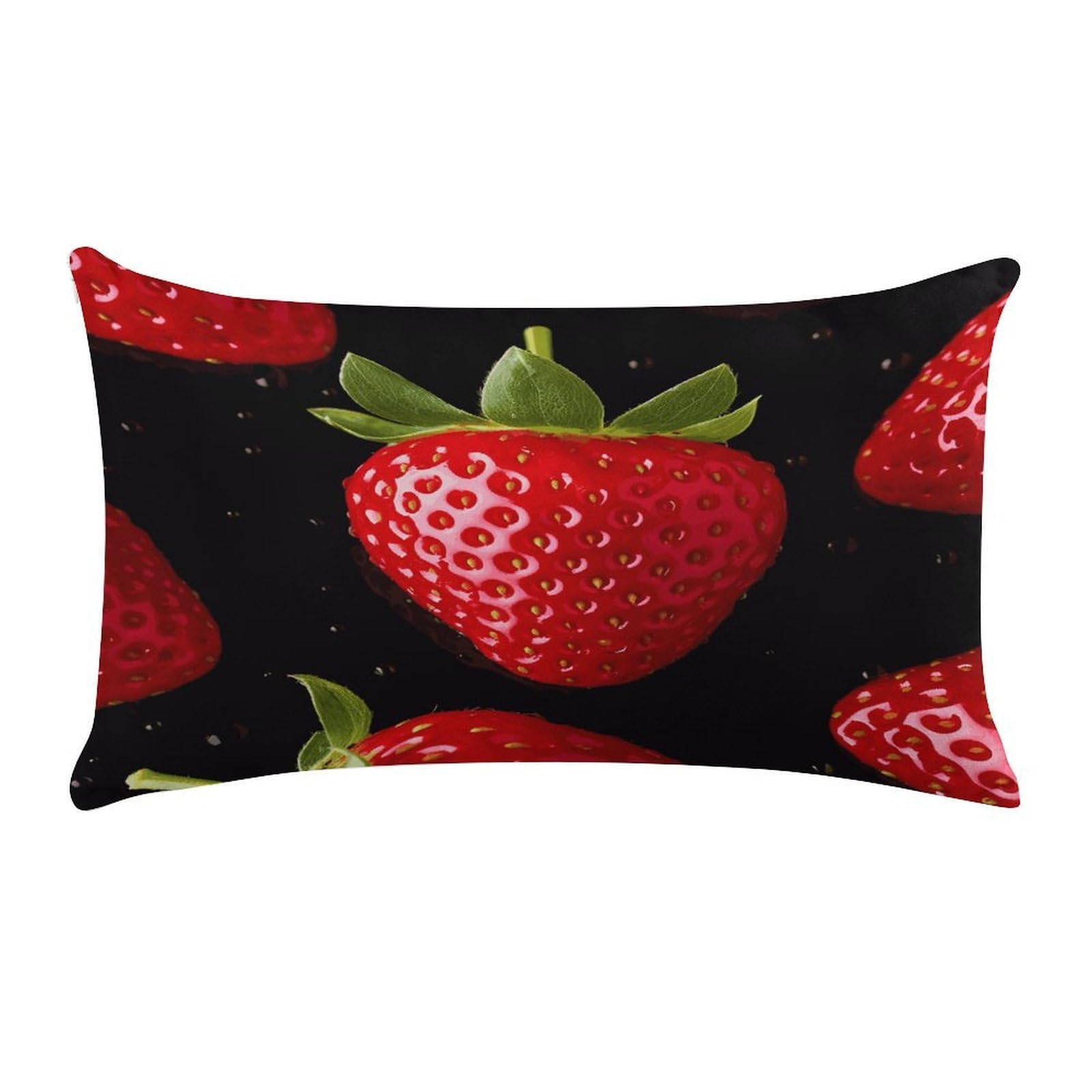 LDGSUPH Strawberry Throw Pillow Cover with Zipper Long Throw Pillow Case Anti-Fading Pillow Protector Super Soft Decorative Cushion Case Exquisite Plush Pillowcase12 X 20 in