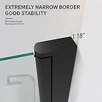 Vista 5 de Puerta de ducha de baño, puerta de ducha de vidrio templado sin marco, panel de ducha de 28 pulgadas de ancho x 72 pulgadas de alto, puerta batiente