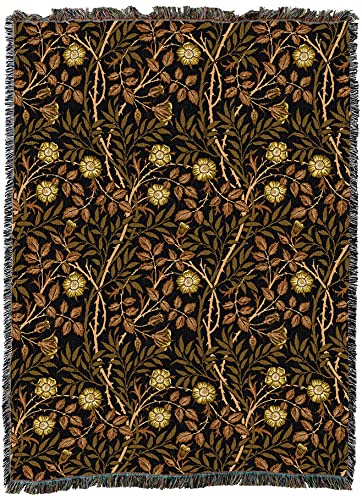 Image of Pure Country Weavers William Morris Sweetbriar Bronze Blanket XL - Arts & Crafts - Gift Tapestry Throw Woven from Cotton - Made in the USA (82x62)