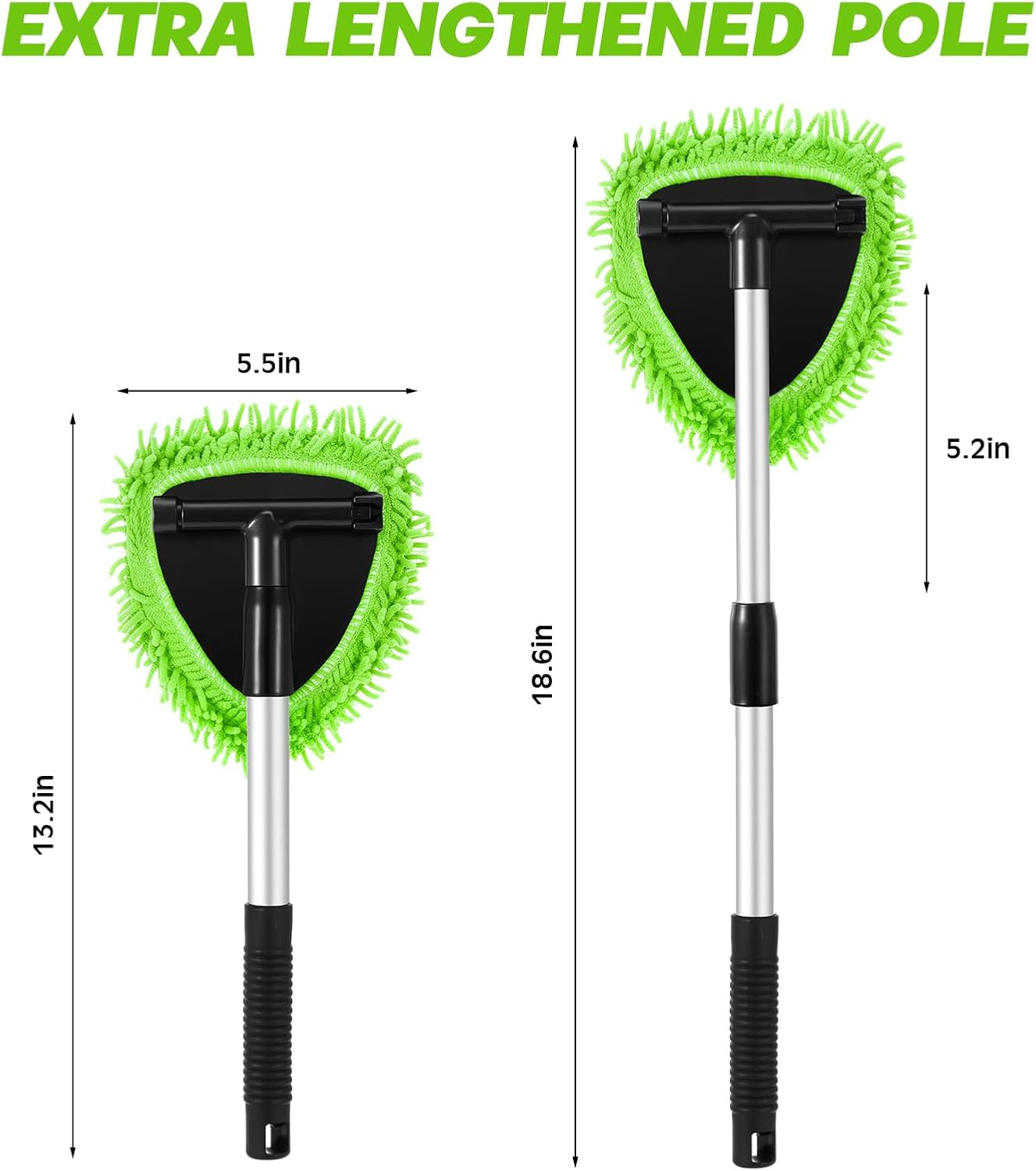 Baderke 9 Pcs Car Windshield Cleaner Tool Kit with with Extendable Handle, Microfiber Towel Pads, Sponge, Ventilation Brush, Empty Spray Bottle for Auto Glass Wiper Suvs Rvs & Home Windows(Green) - Image 2