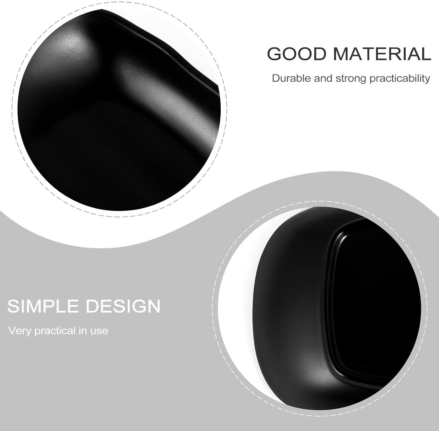 Black Melamine Sushi Plate Storage Tray Large Capacity 7.8 Inch image 5