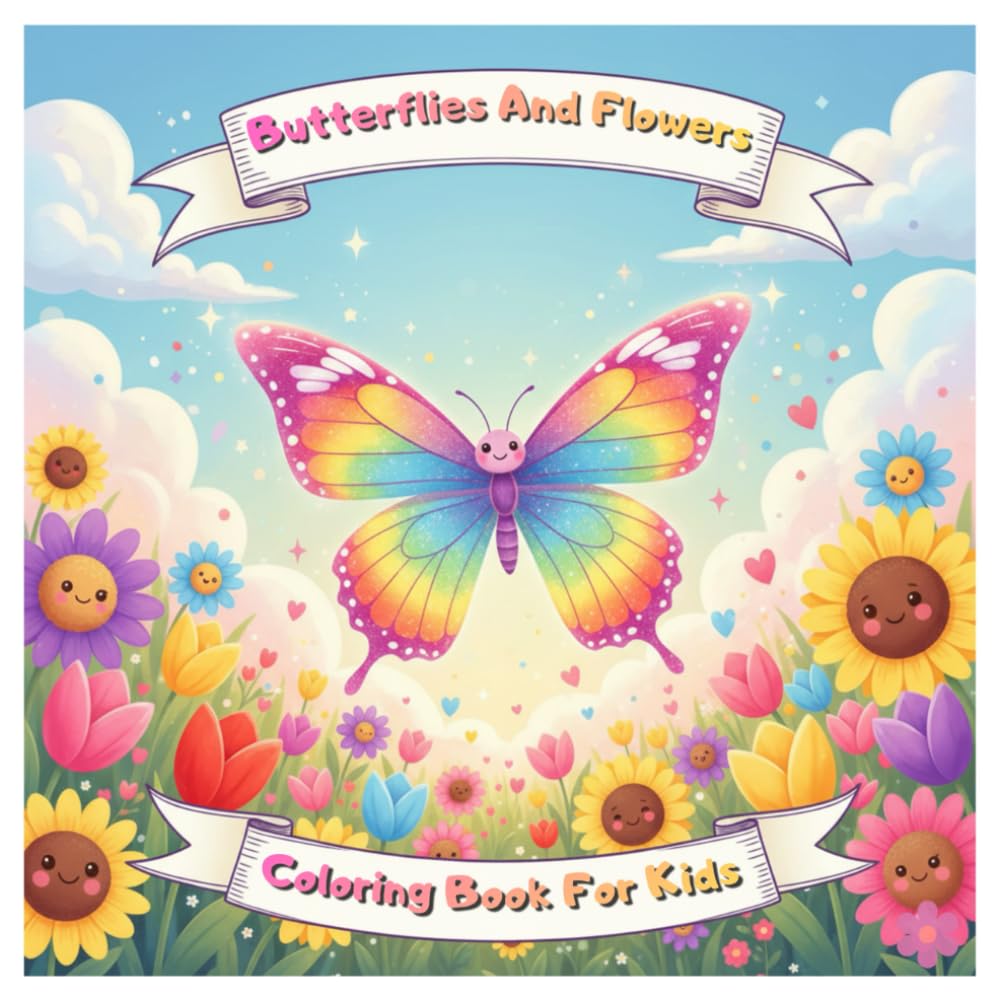 Butterflies and flowers coloring book age 3-6 a fun and easy coloring book: Easy butterflies and coloring book