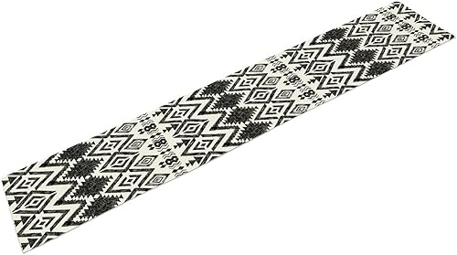 Miniatura 7 de Camino de mesa tribal, blanco y negro dibujado a mano tribal bosquejado azteca mexicano y zigzags, bufanda rectangular para comedor, cocina,