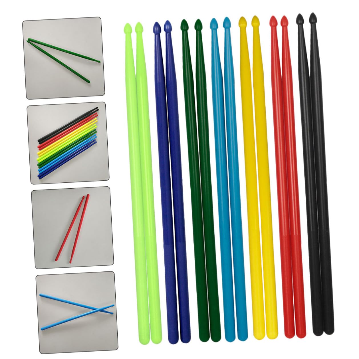 Baguettes de Batterie en Nylon 5a Légères, 7 Paires pour Débutants | Prise Confortable Antidérapante, Sensation D’équilibre, Usage Maison et École, pour Étudiants et Amateurs