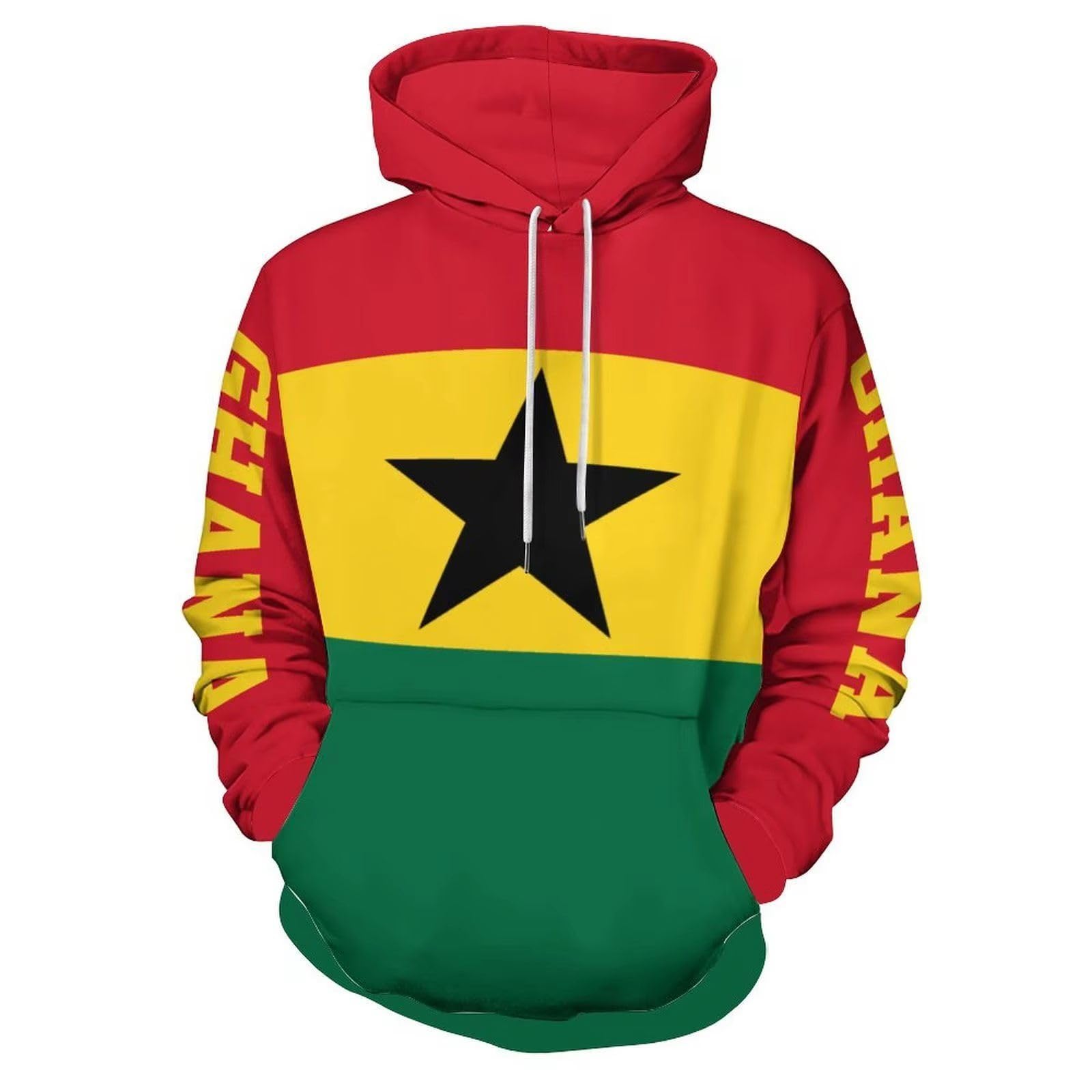 Sweat à capuche homme drapeau Ghana pull Harajuku ample confort