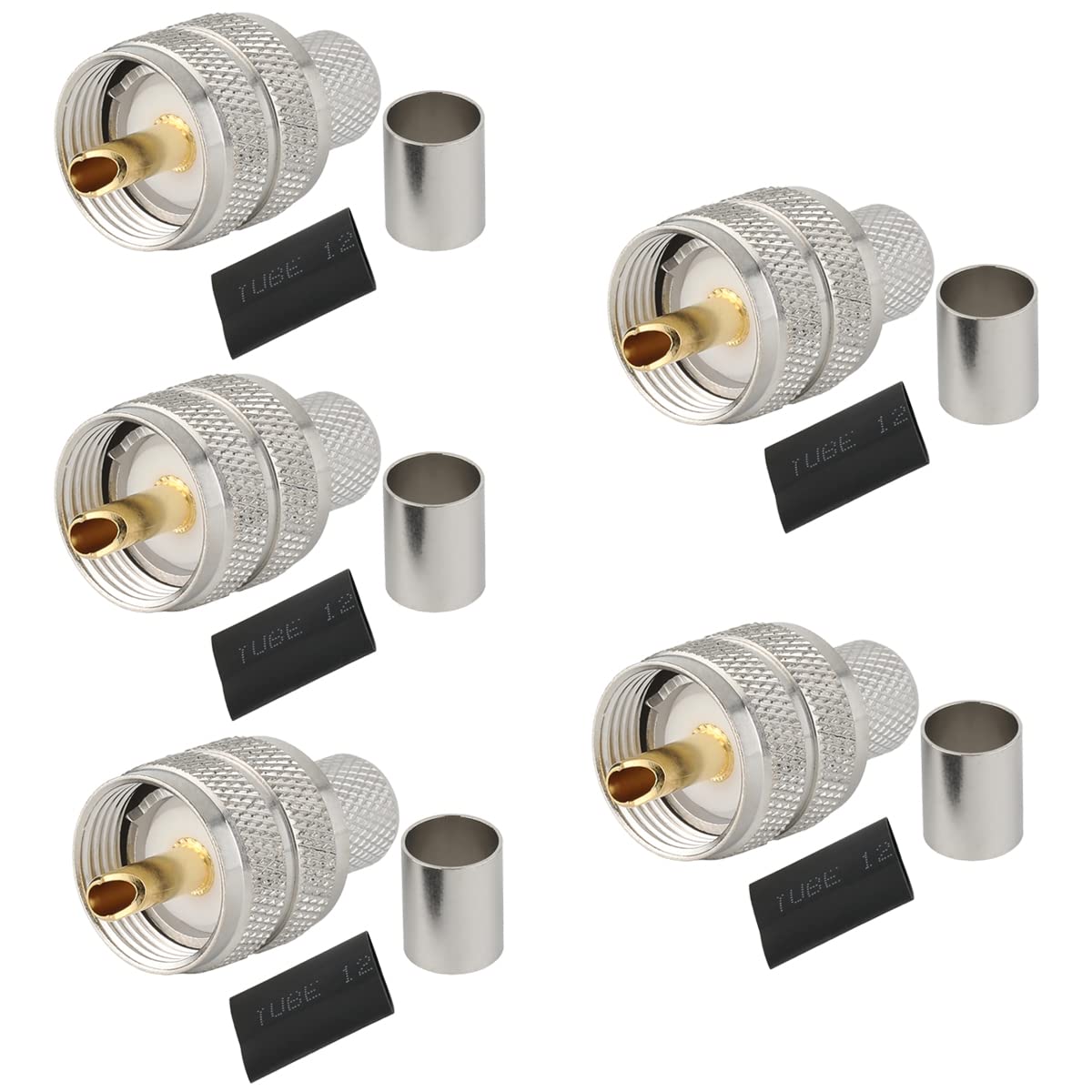 Whisary PL259 UHF Male Plug Crimp Connecor for LMR400 RG8 RG213,PL-259 RG8U 9913 Coaxial Cable Low Loss Compatiable with Ham Radio Pack of 5 Brand