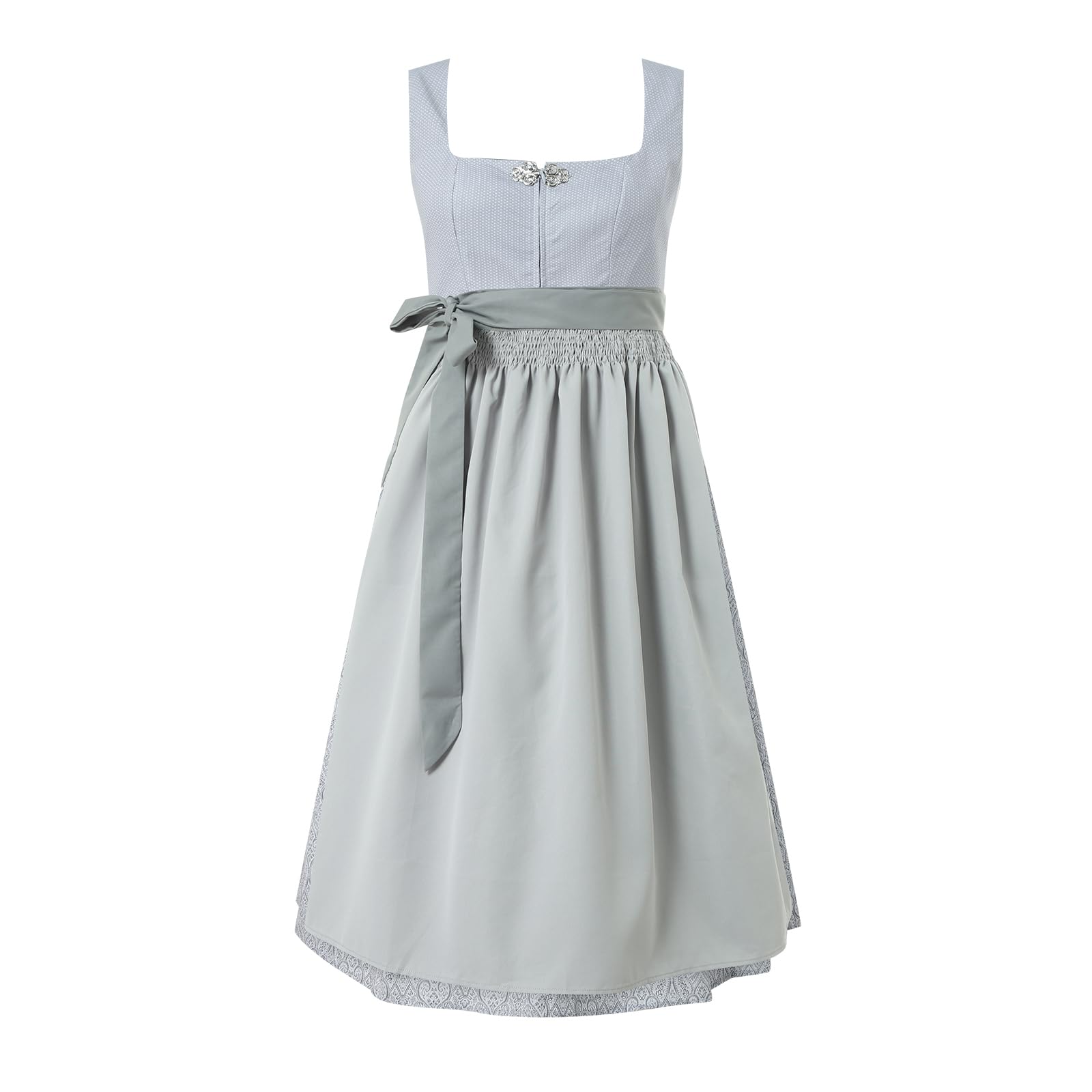 Generisch Damen Dirndlkleid Midi Trachtenkleid 2 3 Teilig Komplettset mit Spitze Dirndlbluse Dirndlschürze klassisch elegant Baumwolle bequem für Oktoberfest Karneval Volksfeste Größe 34 bis 54