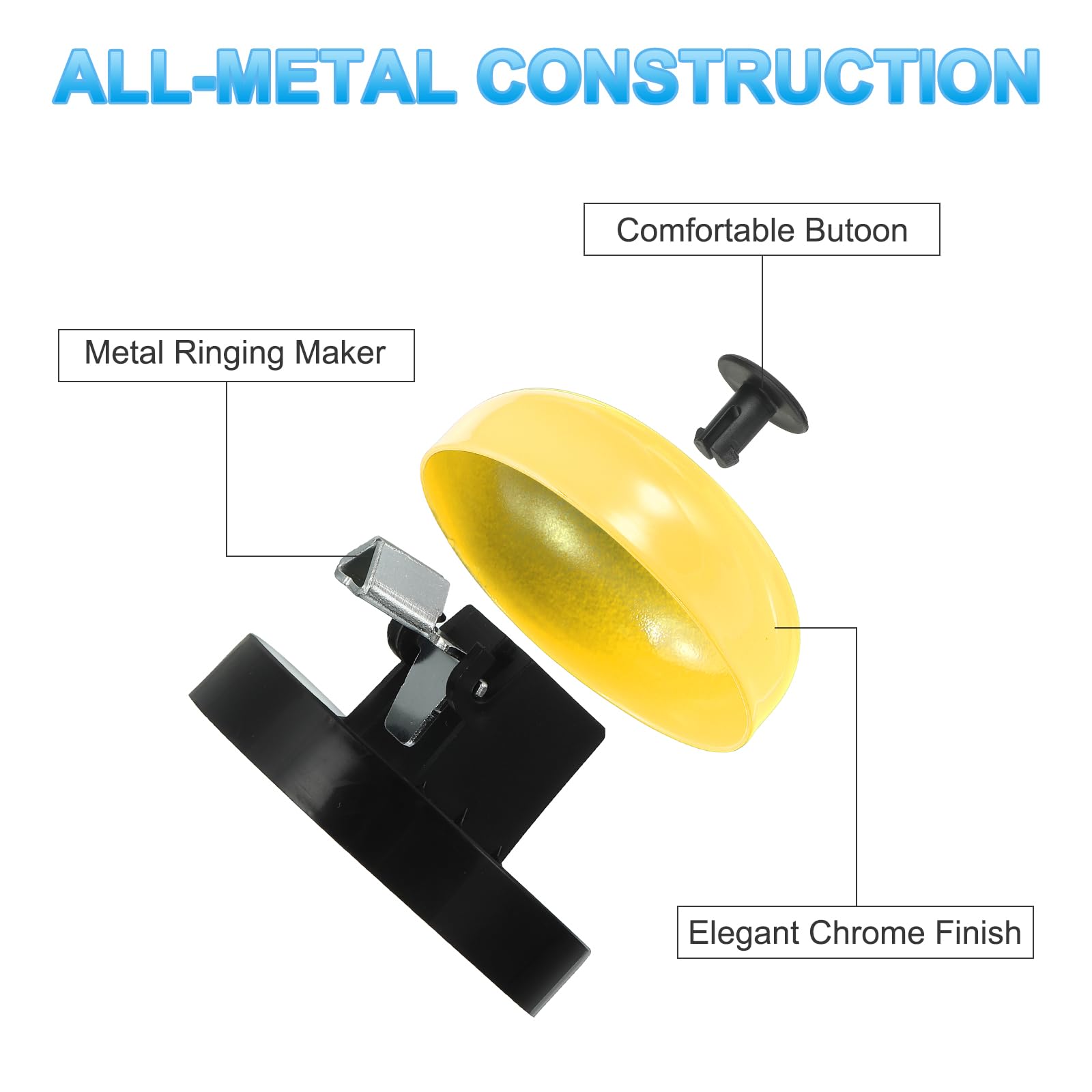 PATIKIL Desk Call Bell 2.5" Diameter,2 Pcs Dinner Desk Front Bell for Service with Metal Anti-Rust Construction for Hotel Restaurant Reception Areas Office Warehouse - Image 3
