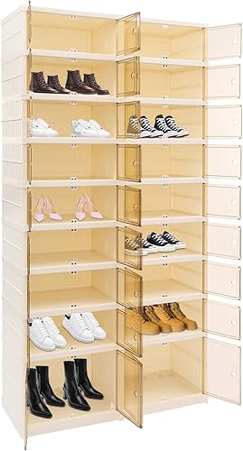 9-Tier Shoe Rack, 36pairs Collapsible Shoe Cabinet, Large Shoe Organizers and Storage with Double-Opening Door for Entryway, Closet, Bedroom