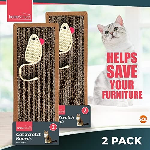 2pk Cat Scratching Board | 37.5 x 12cm | Reversible Cat Scratcher Cardboard Cat Scratchers for Indoor Cats, Small & Large | Cat Scratching Pad Cat Scratch Board Cat Cardboard Scratcher for Cats