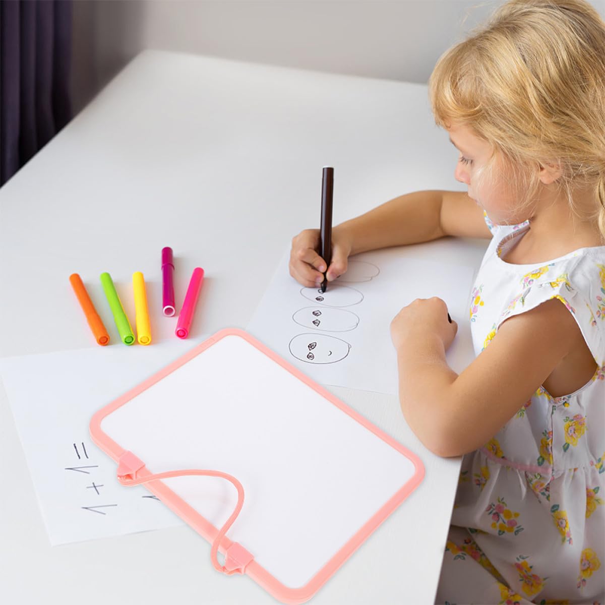 Healvian Petits Tableaux Blancs Effaçables à Sec avec Cordelette Détachable Lot de 2 en Plastique Double Face Robuste pour Bureau et Étudiants