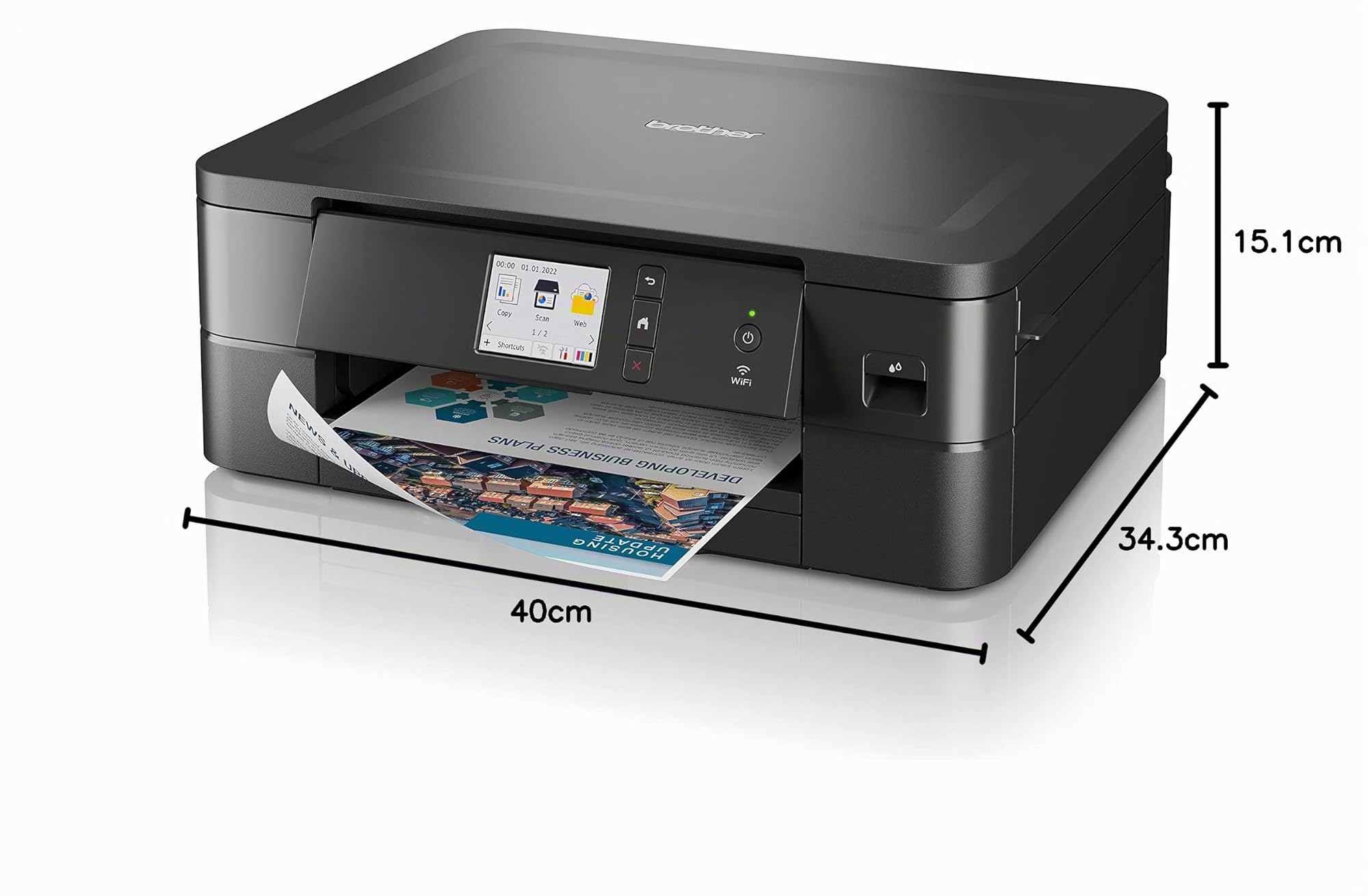 Brother DCP-J1140DW - Impresora, escáner, fotocopiadora, 400 x 151 x 343 mm, Color negro