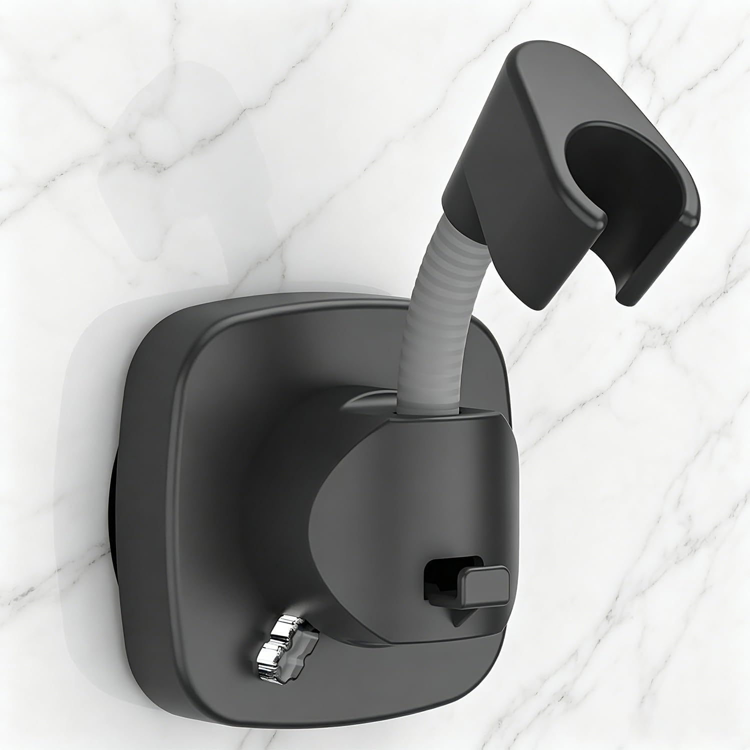 Shower Head Holder with Suction, 360° Swivel | Adjustable No Drill, Silver thumbnail