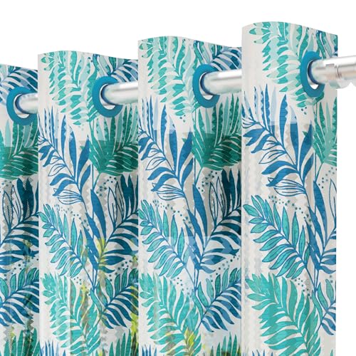 Image of Door Curtains 7 feet Long Set of 1 | Abstract Design | Polyester | Light Filtering | Curtain for Living Room | 118 x 215 cm, Aqua Blue | Perfect for Home Decor