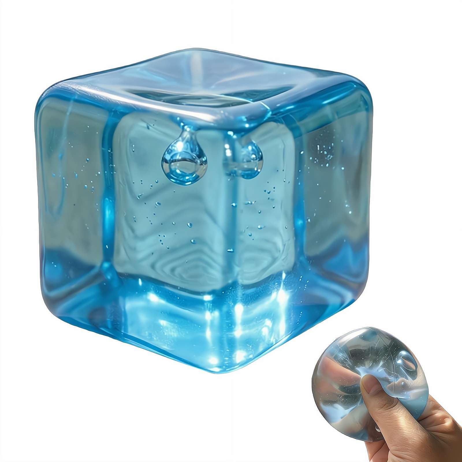 FDEFIRTFG Squeeze toys, Clear Maltose Water Cube Ice Squeezable Toy, Soft Squeeze Plaything(1PC)