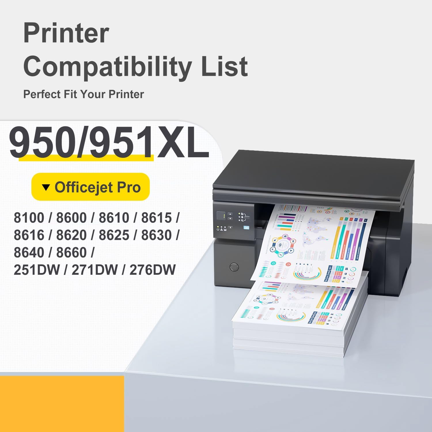 950XL Black Ink Cartridge Compatible for HP 950XL 950 951 XL (2 XL Black) to use with HP OfficeJet Pro 8600 8610 8620 8100 8630 8660 8640 8615 276DW 251DW Printer