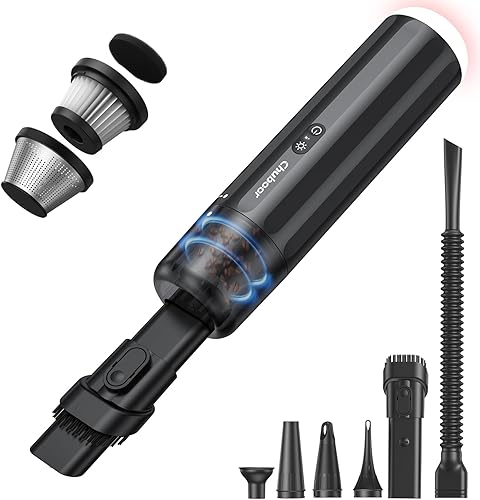 Chuboor Aspiradora de mano para automóvil, aspiradora inalámbrica de 14,000 Pa recargable, mini aspiradora de mano de 120 WPowerful con boquilla