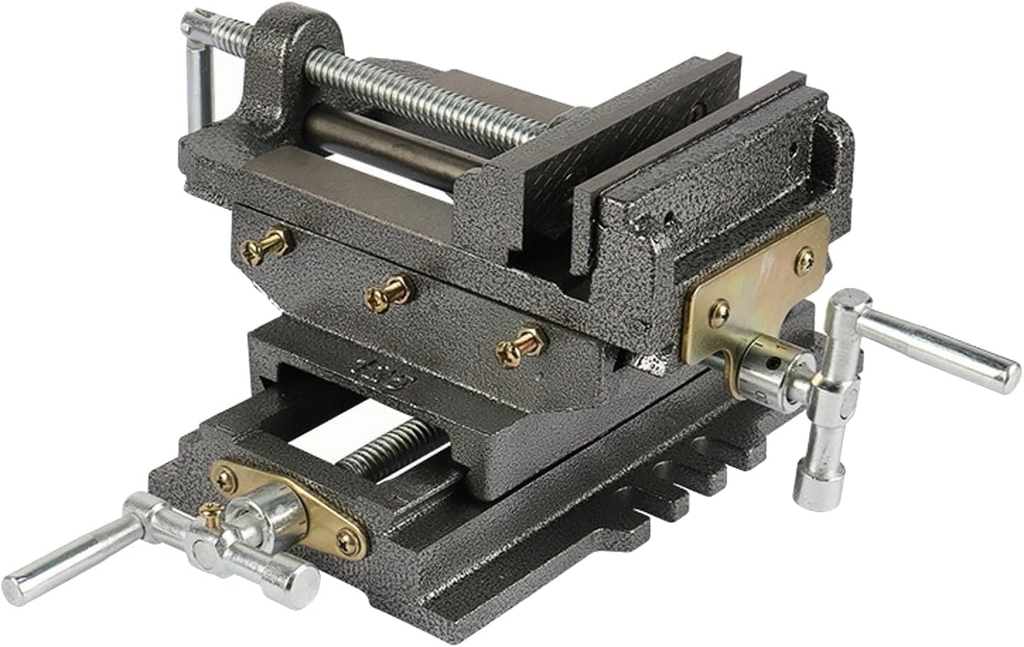 Étau à glissière croisée de 15 cm (6 pouces), étau de perceuse robuste en fonte avec poignée, étau de fraisage à montage sur établi le bois et le métal