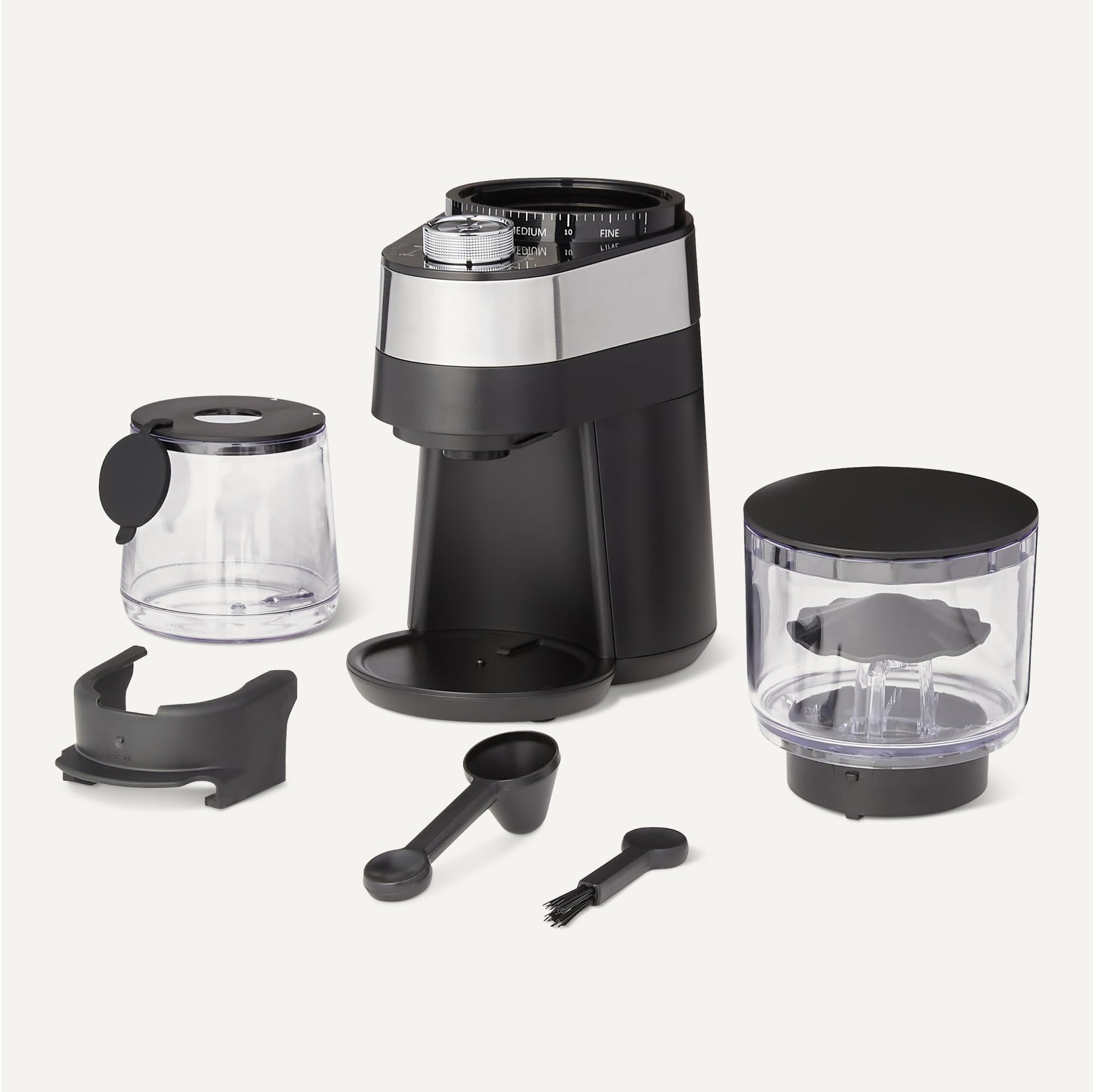 Amazon Basics Moulin à café électrique avec 30 réglages pour cafetière à piston, café filtre et espresso, noir