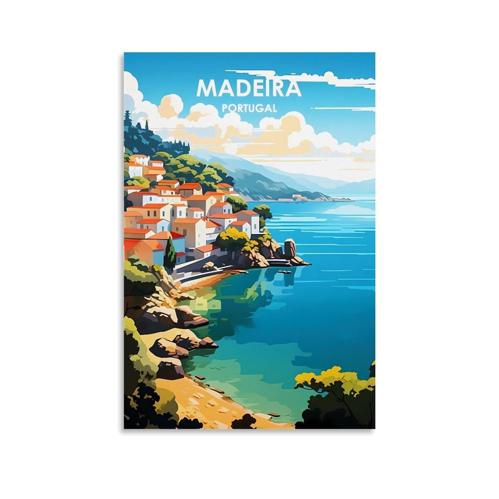 EZMLFA DIY Diamond Painting,Madeira Portugal 5D Landscape Diamond Painting Kits for Adult, Gem Art Crystal Art Kits for Adults, for Home Wall 30x40cm