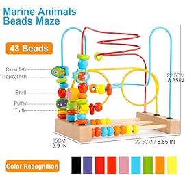Timy First Bead Maze Roller Coaster Wooden Educational Circle Toy for Toddlers