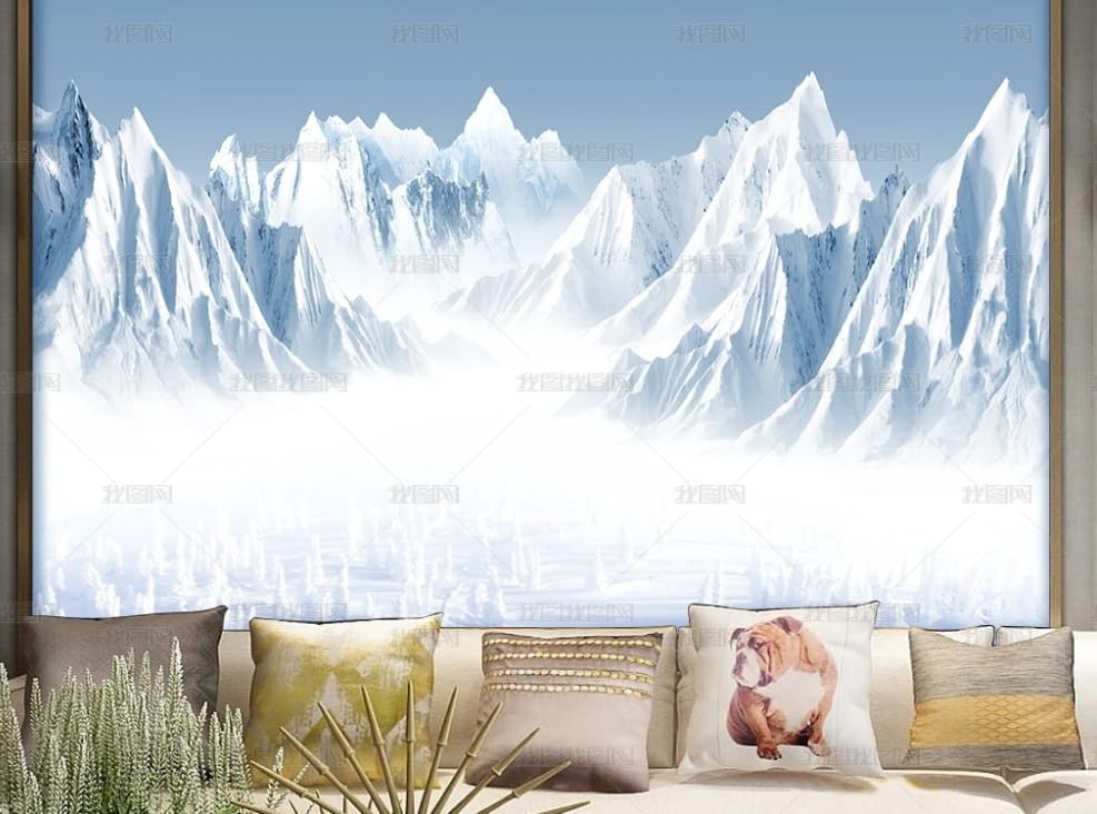 Papier peint intissé pour agrandir un salon sombre poster mural montagnes enneigées