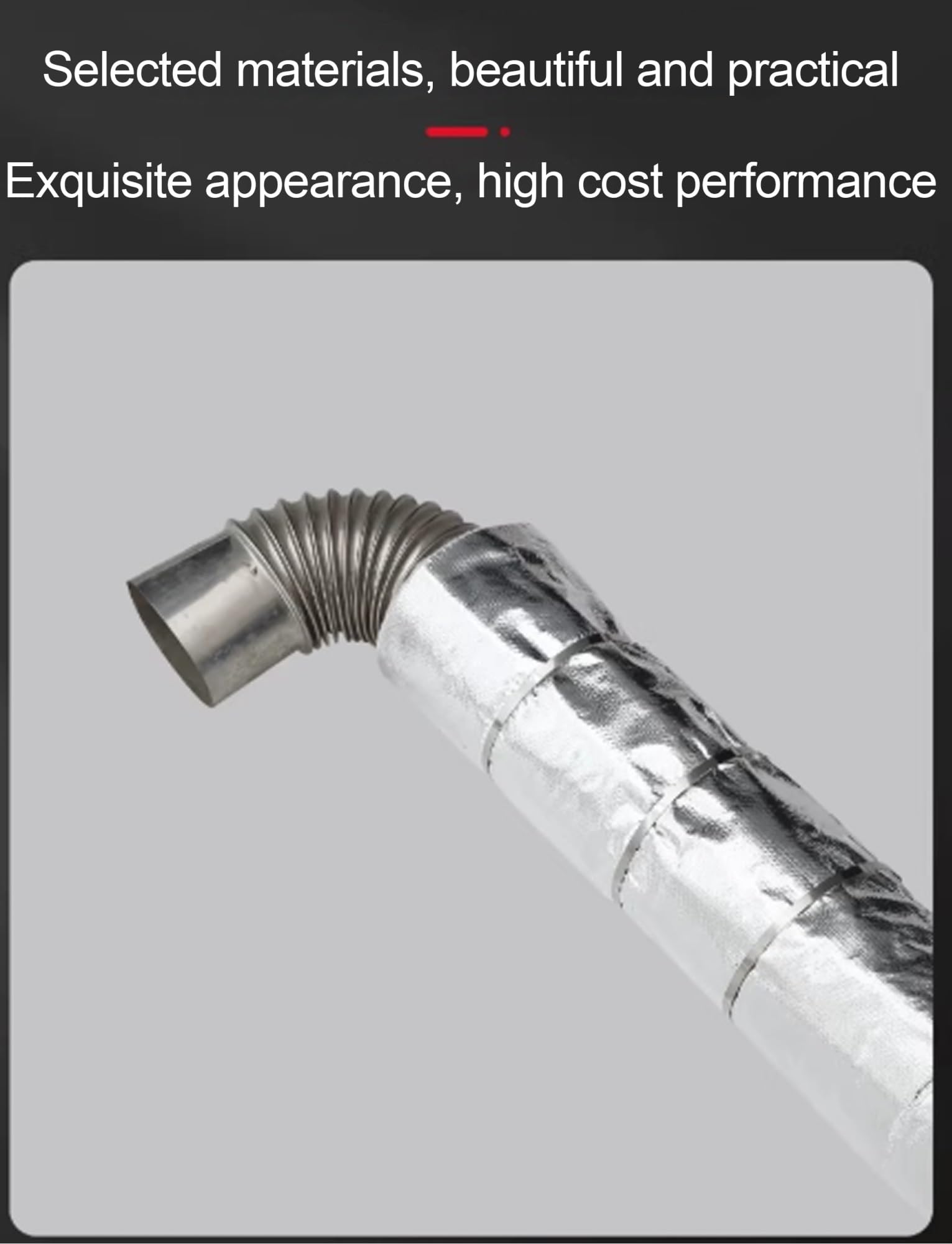 Aislamiento térmico de fibra de vidrio for tuberías, con respaldo de aluminio y protección contra altas temperaturas(0,78 pulgadas de espesor).(D-11cm (4.3in))