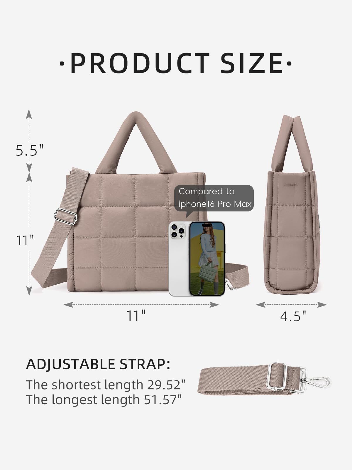 WESTBRONCO Puffer Crossbody Bags for Women Quilted Tote Bag Puffy Weekender Overnight Bag Nylon Shoulder Handbag