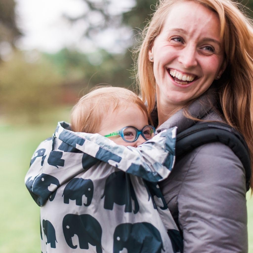 BundleBean - Babywearing - Parapioggia leggero (kaki camo) – Marsupio impermeabile e antivento, include borsa portaoggetti, tessuto impermeabile setoso, misura universale, per neonati fino a 4 anni