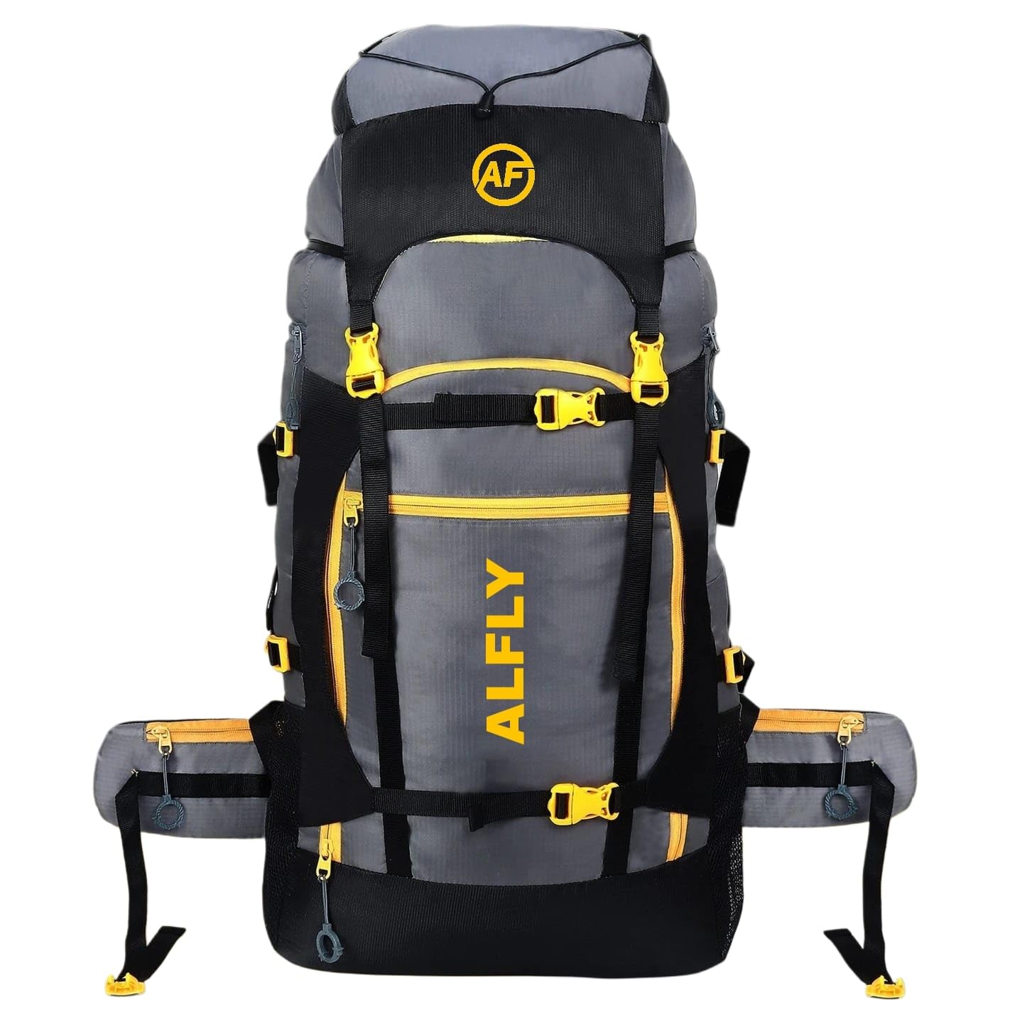 Premium Hiking Backpack, Black and Yellow, Large Capacity Travel Rucksack with Metal Zippers, Extra Pocket Compartments, Quality Buckles-image-24
