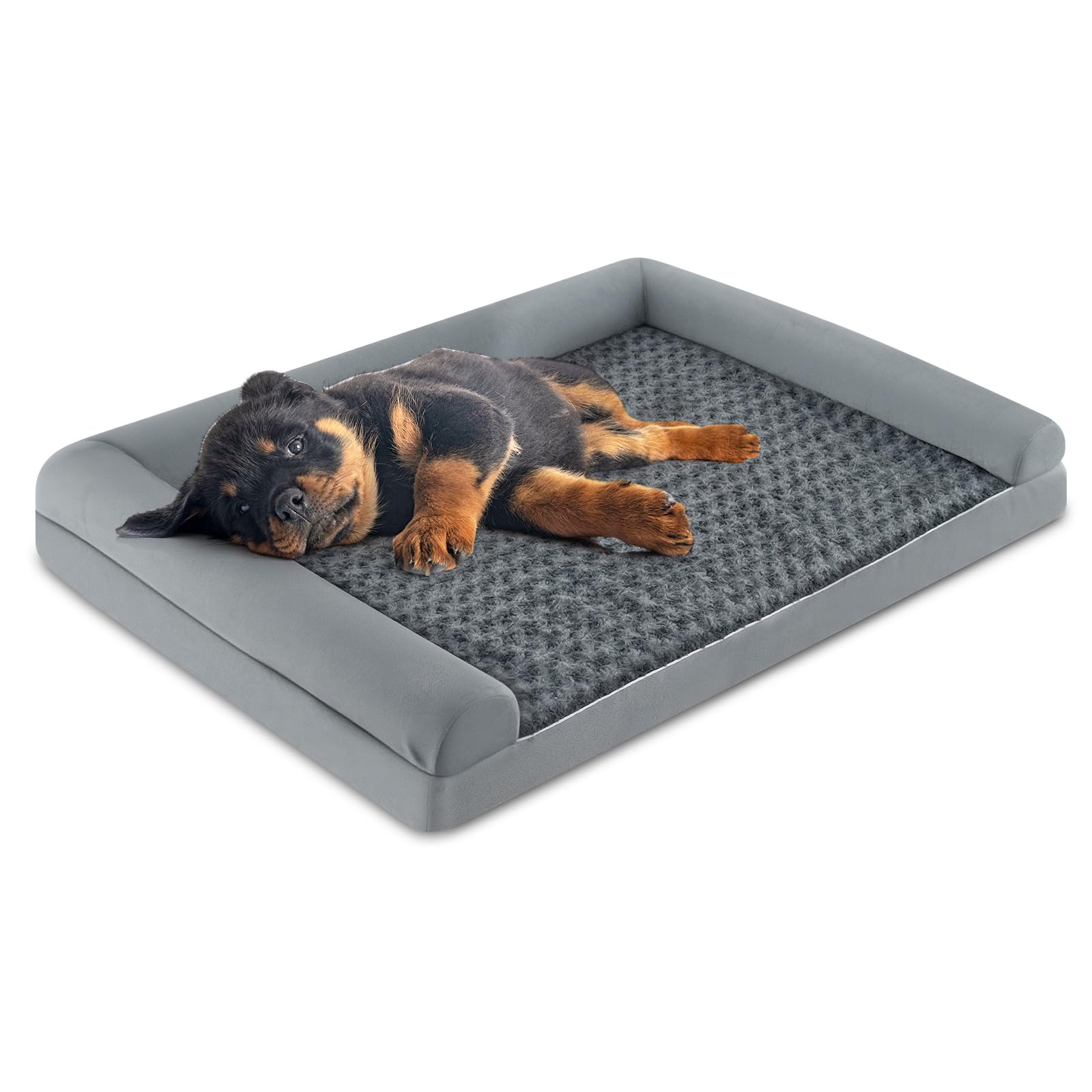 COSTWAY Cuccia Cane Interno in Schiuma, Brandina per Cani con Cuscino, Copertura Rimovibile e Tessuto Interno Impermeabile, Lettino per Animali Domestici, Grigio (122 x 89 x 18 cm)