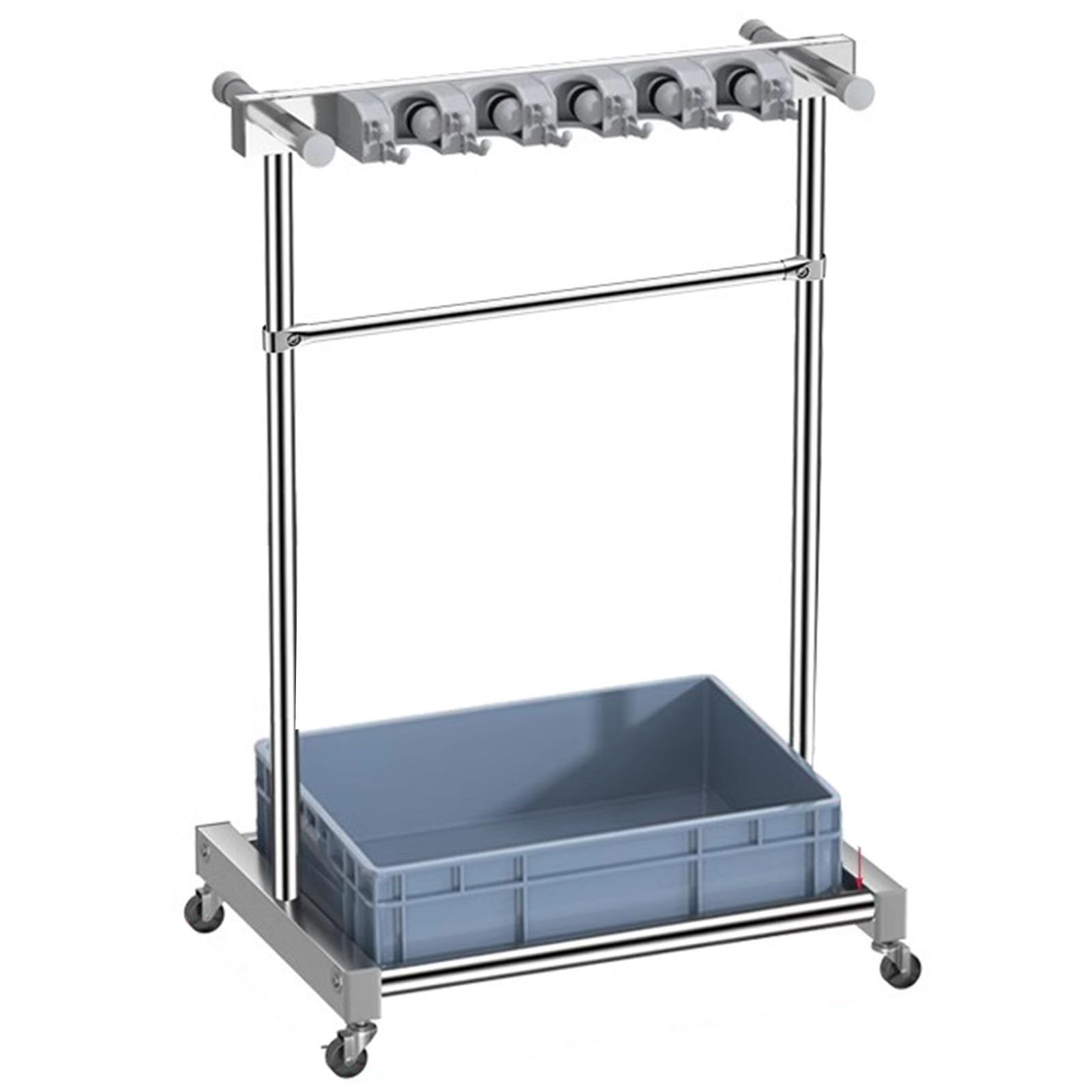 porta scope A Pavimento Appendino Per Mocio/ Porta Scopa, Rotolante Alto 122 Cm Portamocio Per La Pulizia Organizzatore Di Attrezzi Da Giardino, Per La Casa Lavanderia Scuole Hotel ( Color : Gray1 , S