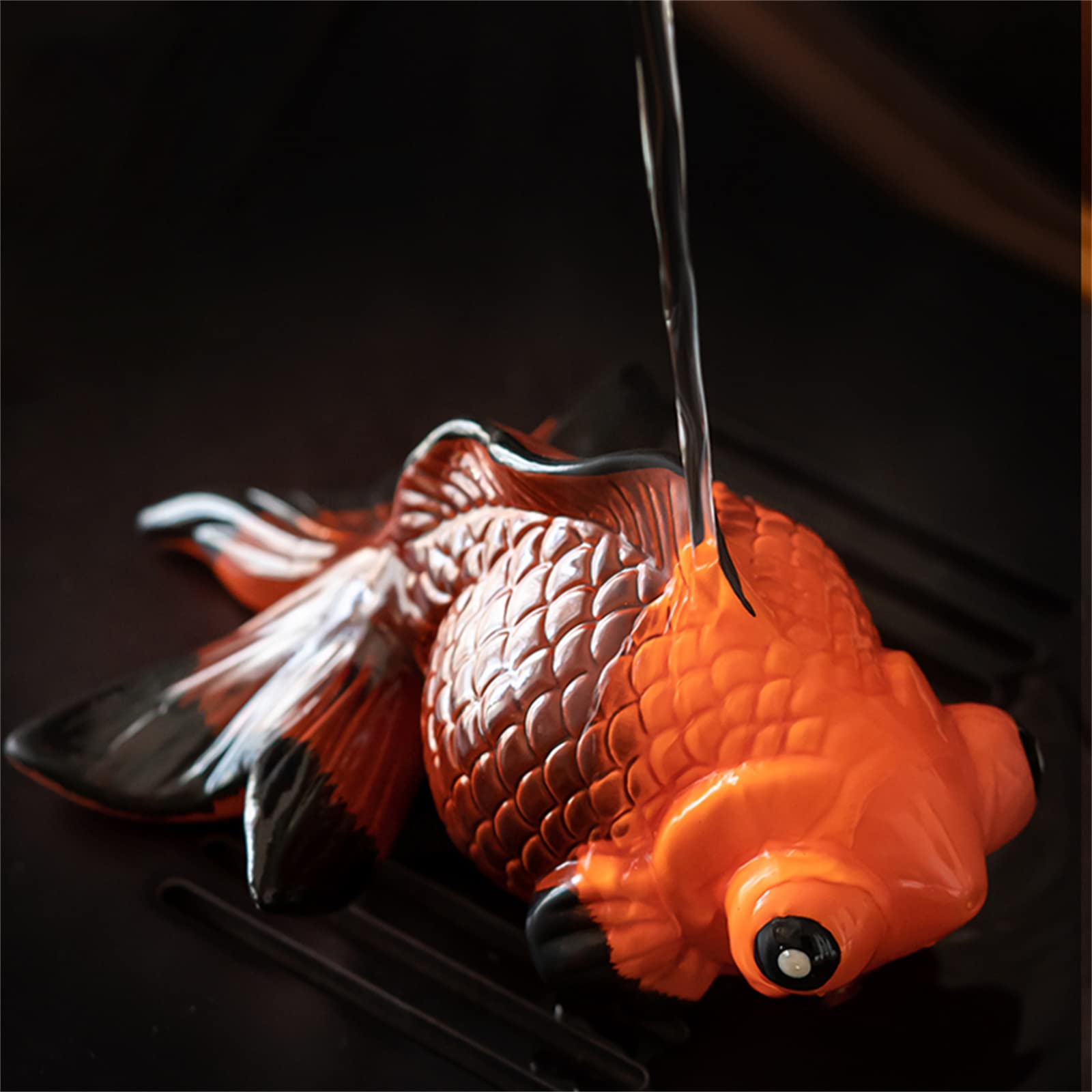 Resin Tea Pet Color Changing, Kung Fu Tea Tray Pets Fish Feng Shui Decoration for Tea Table Teahouse Ornament,Carp Means Good Luck