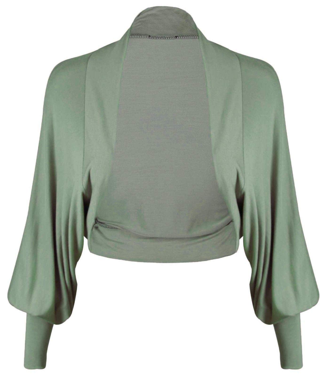 Metluq M0d4 Women's Khaki New Long Batwing Sleeve Plain Cropped Cardigan Shrug Bolero Top 8-26 (, Uk 8-10 S/M)