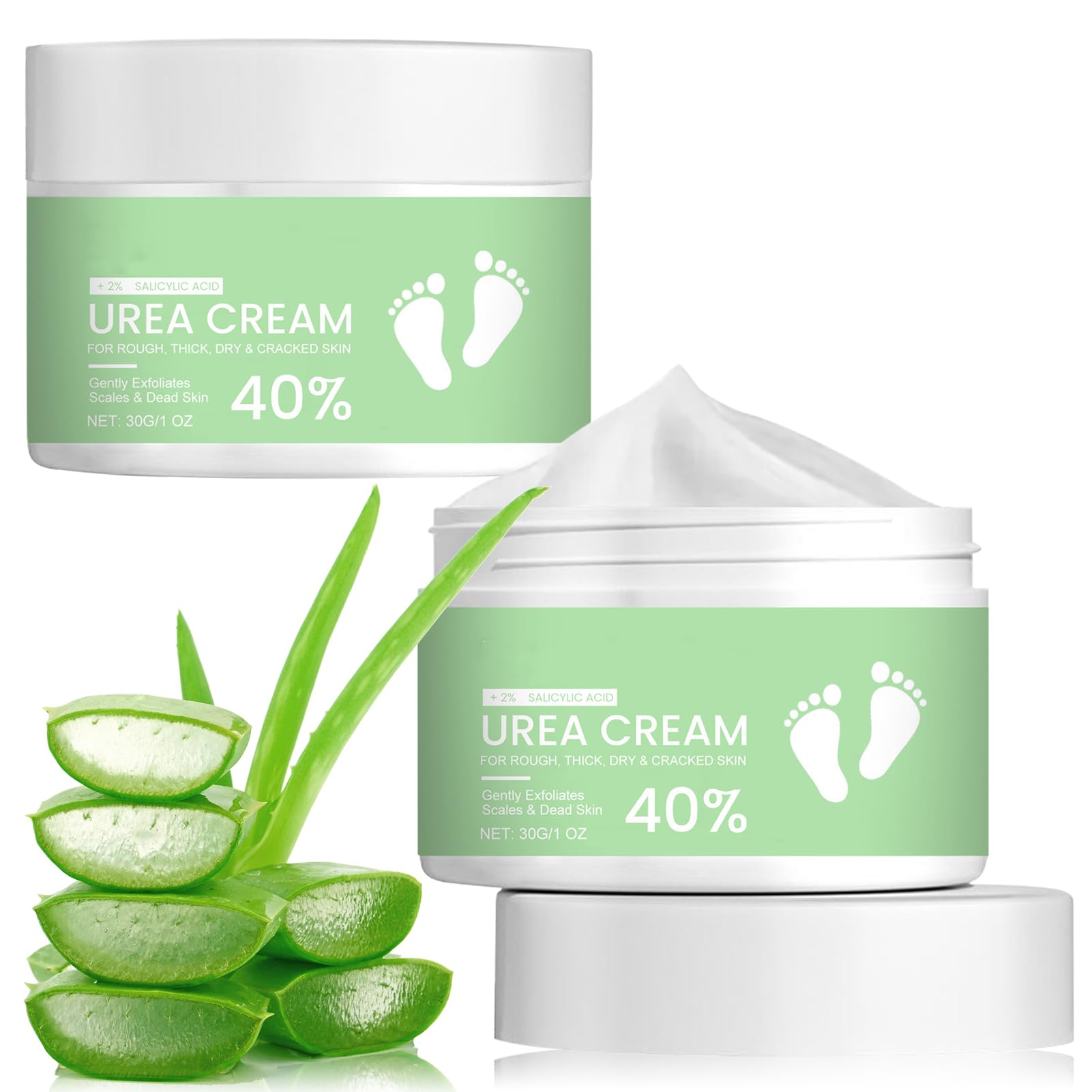 Crema Urea 40%,con 2% Ácido Salicílico,Crema De Urea,Urea Crema,Aloe Vera Para Humectar,Crema Para Pies Manos Talones Codos,Crema Hidratante Reparadora De Talones Agrietados,60 g