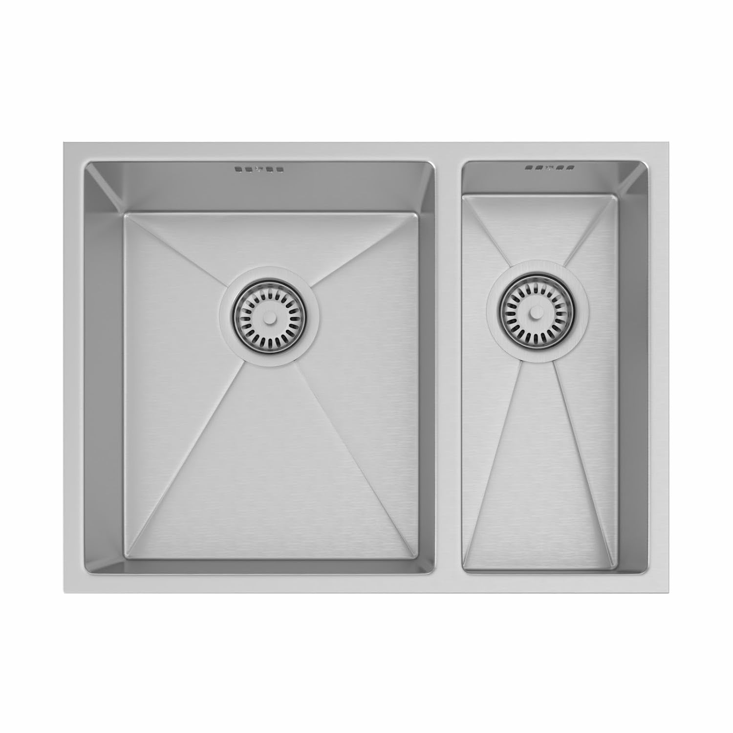 Lussena® 590 x 440mm Stainless Steel Kitchen Sink 1.5 Bowl Inset, Free Basket Strainer Waste