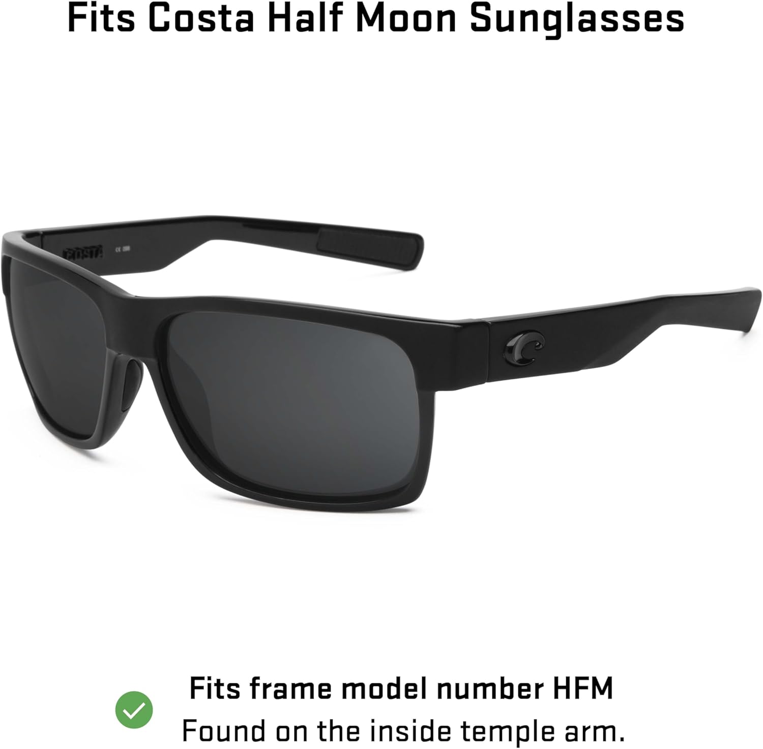 Revant Replacement Lenses for Costa Half Moon HFM Sunglasses - Elite Polarized Mirrored Black Chrome