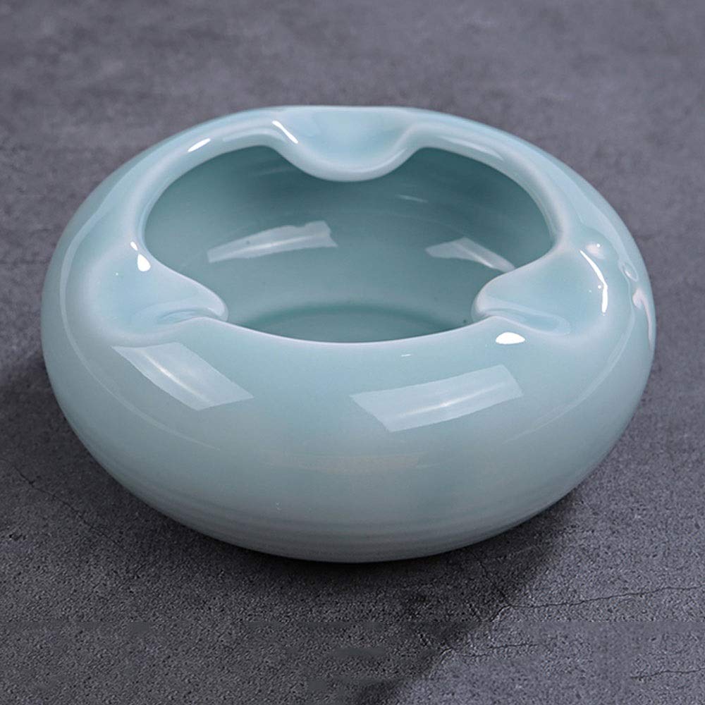 ZA Round Ceramic Ashtrays for Cigarettes, Gifts and Home Office Decoration, Ash Holder for Smokers (Color : B)