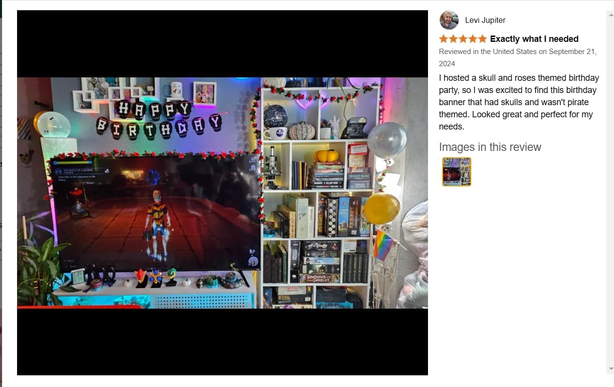 Black Skull Happy Birthday Banner – Gothic Horror Party Decoration, Spooky Pirate Skull Themed Birthday Banner for Men, Boys, Halloween Party Supplies, Rock Punk Skull Birthday Decor. - Image 6