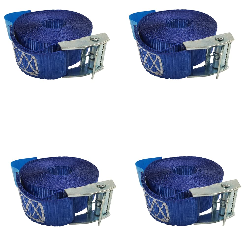 DiversityWrap Lashing Straps 4x Blue Ratchet Straps, Heavy-Duty Lashing Belts to Secure Cargo During Transit (5m(16.4ft) x25mm)