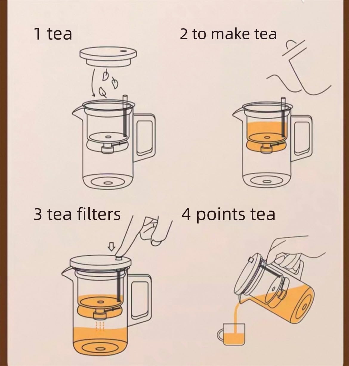 Théière en verre avec infuseur amovible, infuseur à thé en vrac (poignée en forme de 7)