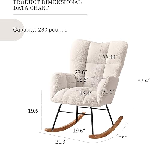 Miniatura 2 de Mecedoras para guardería, con respaldo alto, mecedora tapizada, reclinable, moderna, mecedora, cómodos sillones para guardería, dormitorio, sala de