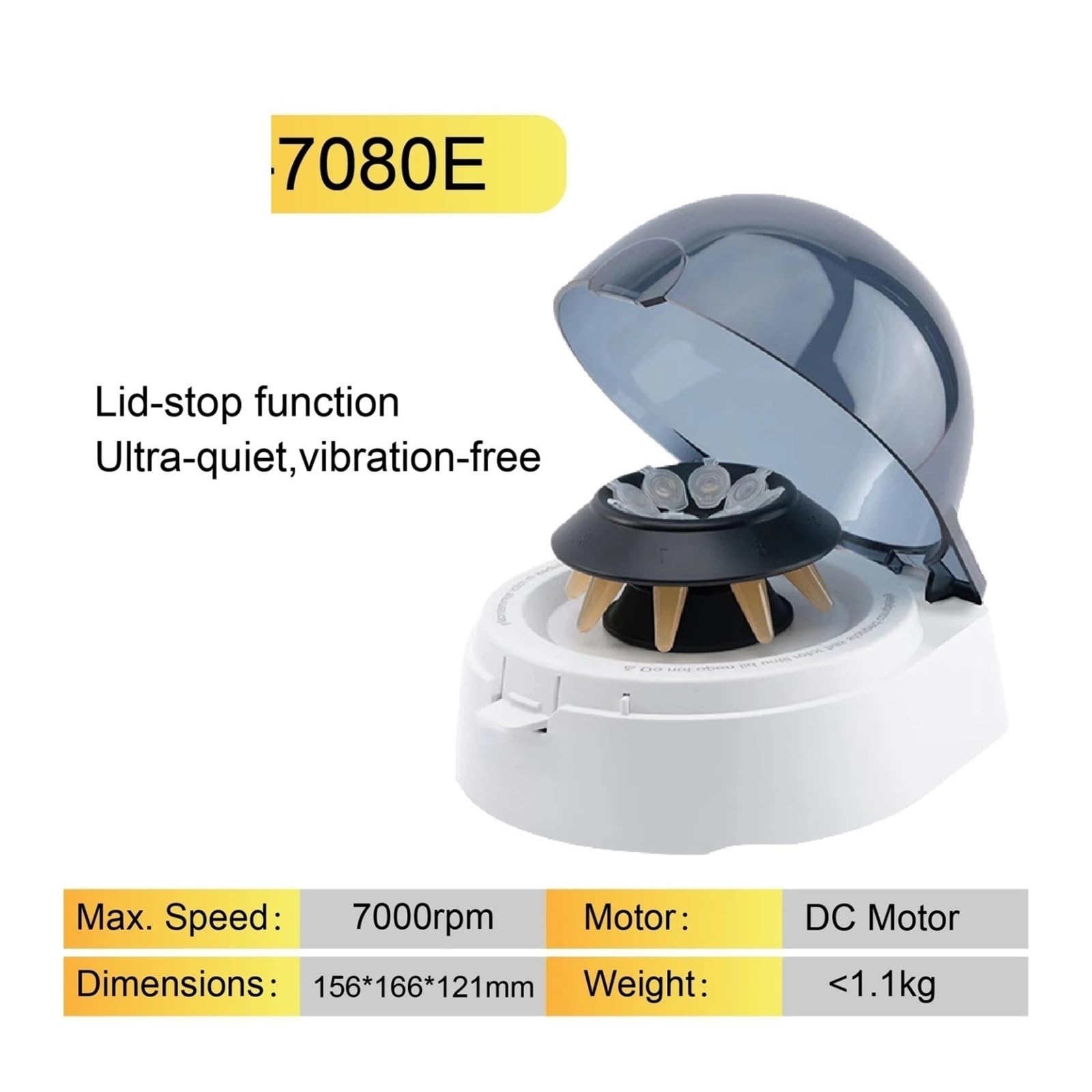 Centrífuga de mesa, Mini Centrífuga Microcentrífuga 7000 RPM De 0,2 Ml Tubo PCR Laboratorio Portátil Sobremesa Pantalla Digital | ONI-7080E
